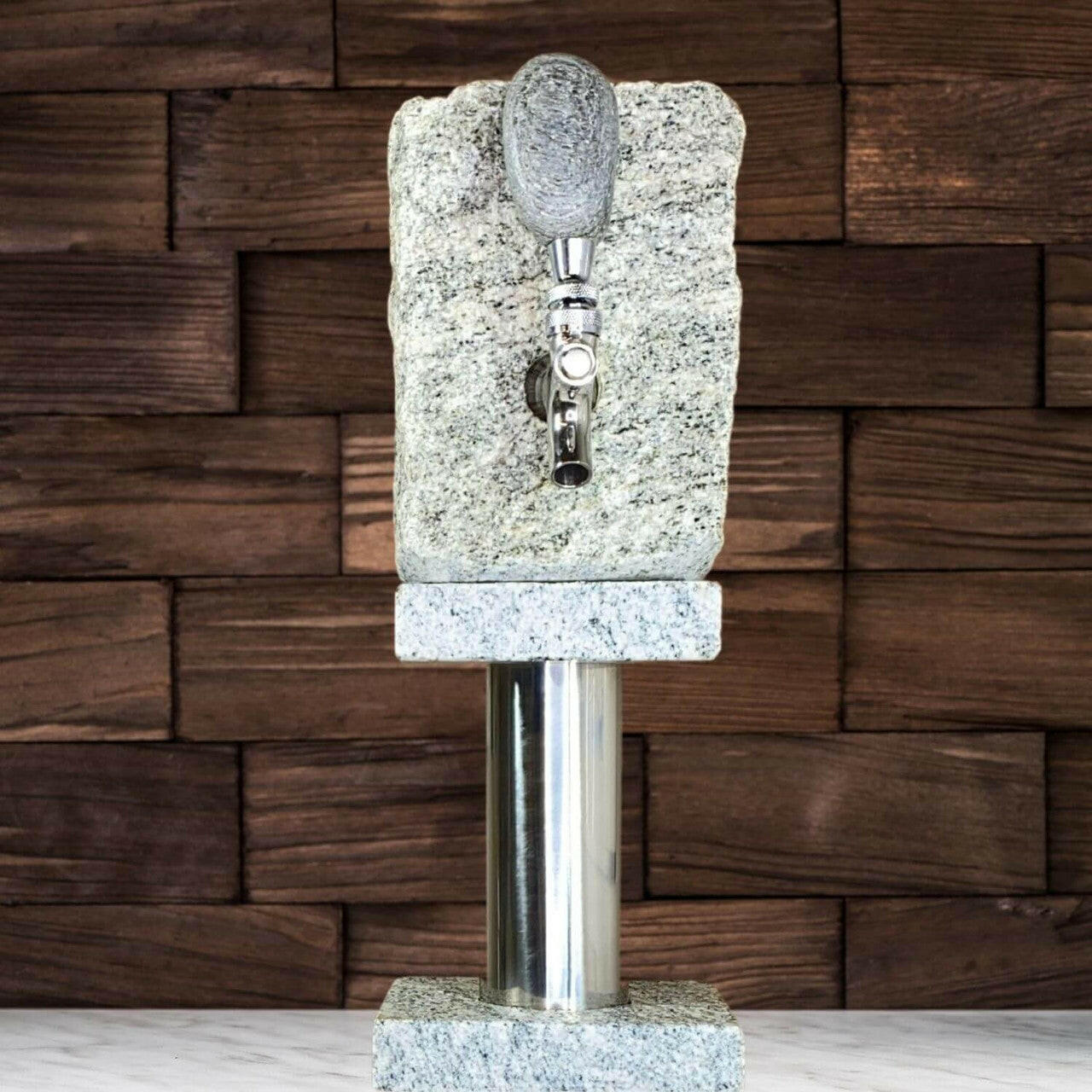 Stone Drink Dispenser, Granite & Stainless Steel, for Wine & Spirits Barware Funky Rock Designs 6" Solid Granite/Stainless Steel Riser  