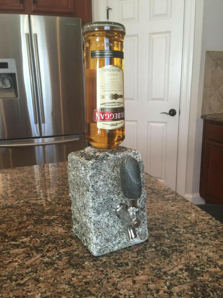 Stone Drink Dispenser, Granite & Stainless Steel, for Wine & Spirits Barware Funky Rock Designs   