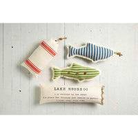 Thumbnail for Fish Shaped Pillow, Green Stripes Throw Pillows New England Trading Co   