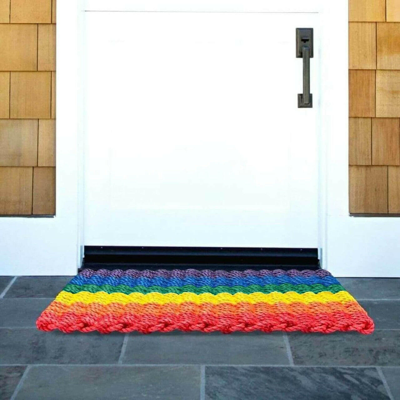 Wicked Good Nautical Rope Doormat, Rainbow Stripe Door Mats Wicked Good Doormat   