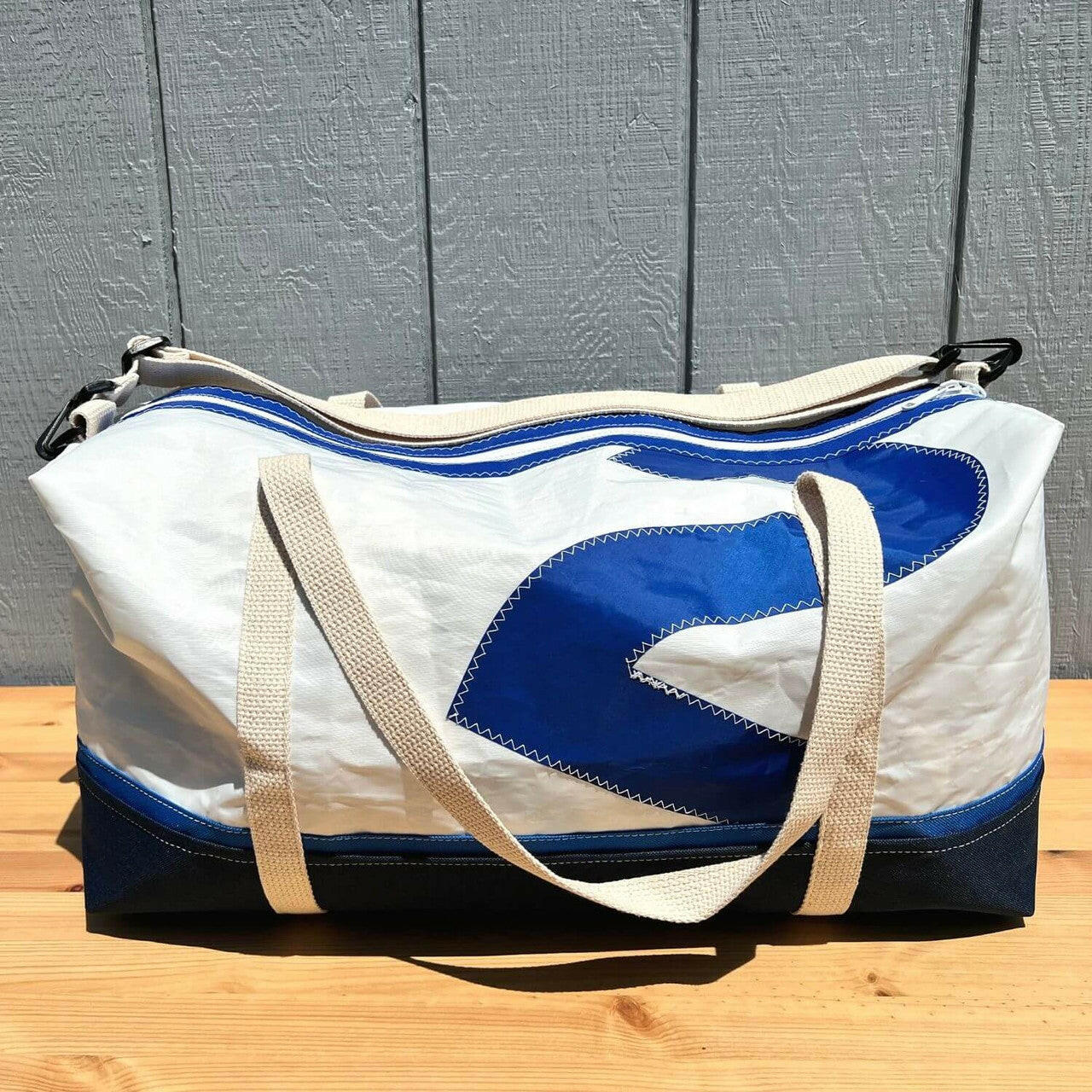 Recycled Sail Duffel Bag Duffel Bags New England Trading Co Navy Blue & Blue  