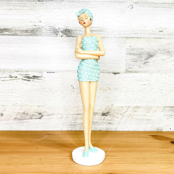 Vintage Beach Lady Standing Figurine Decor New England Trading Co   