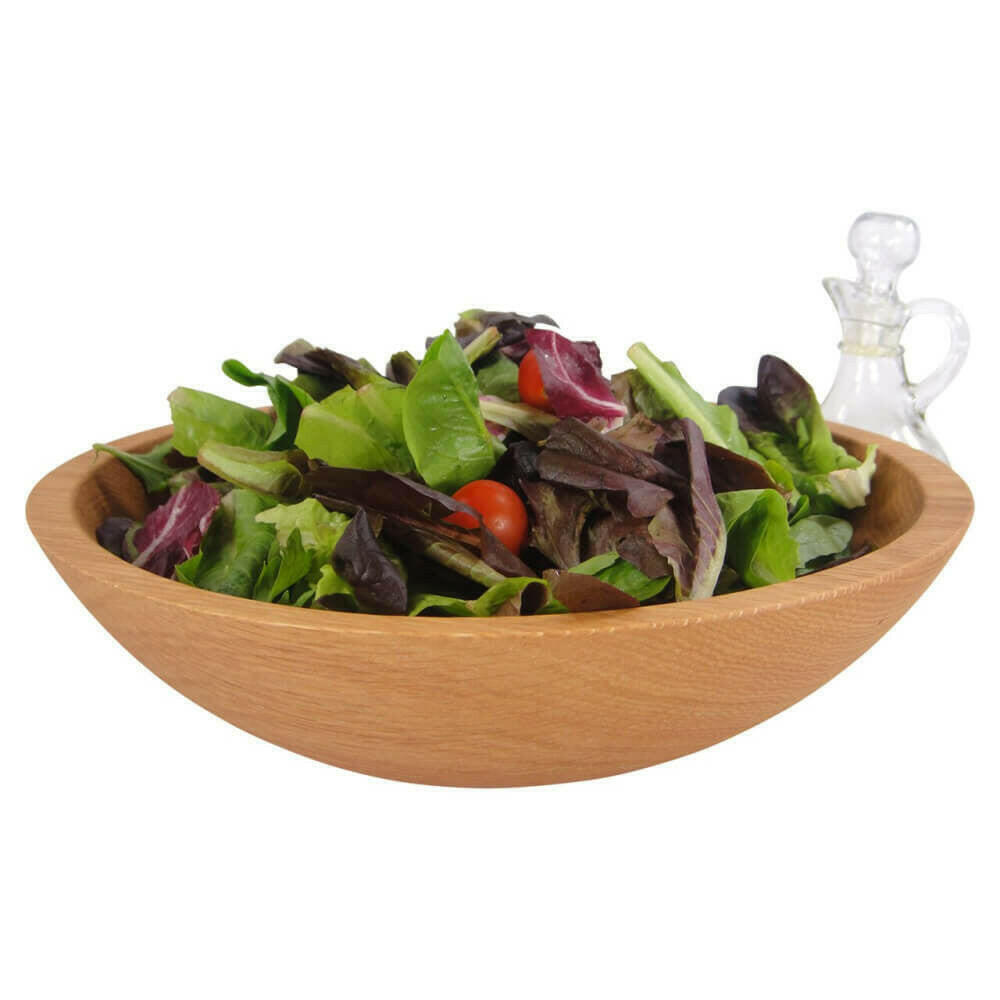 12 Inch Red Oak Wooden Salad Bowl Bowls American Farmhouse Bowls   