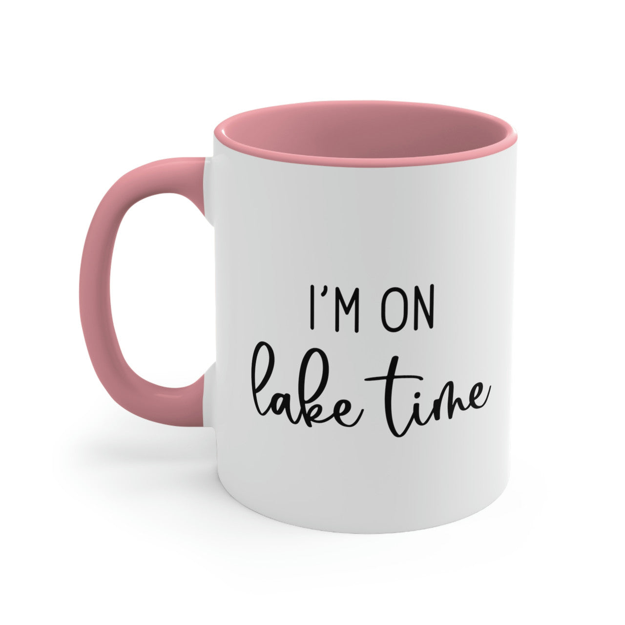I'm On Lake Time Ceramic Beach Coffee Mug, 5 Colors Mugs New England Trading Co Pink  