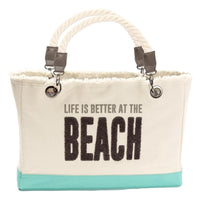 Thumbnail for Life is Better At the Beach Canvas Tote Bag Shopping Totes New England Trading Co   