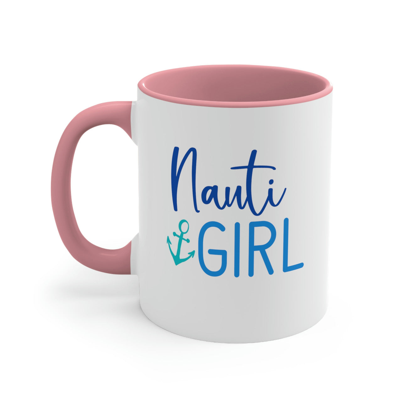 Nauti Girl Ceramic Beach Coffee Mug, 5 Colors  New England Trading Co Pink  