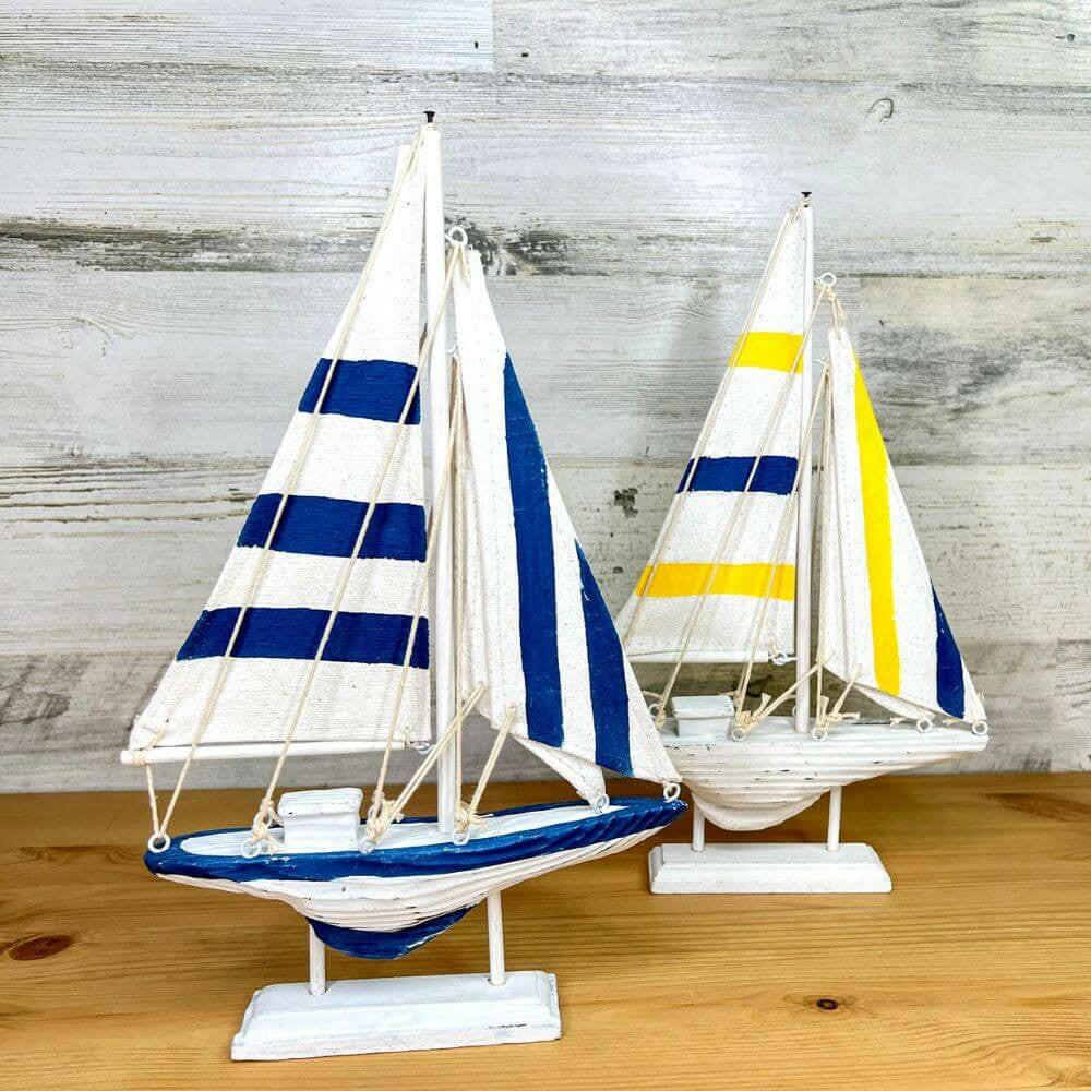 12" Wooden Sailboat Schooner, 3 Colors Decor New England Trading Co   