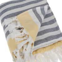 Thumbnail for Peshtemal Pure Turkish 100% Cotton Beach Towels Beach Towels New England Trading Co Gray Stripe/Yellow  