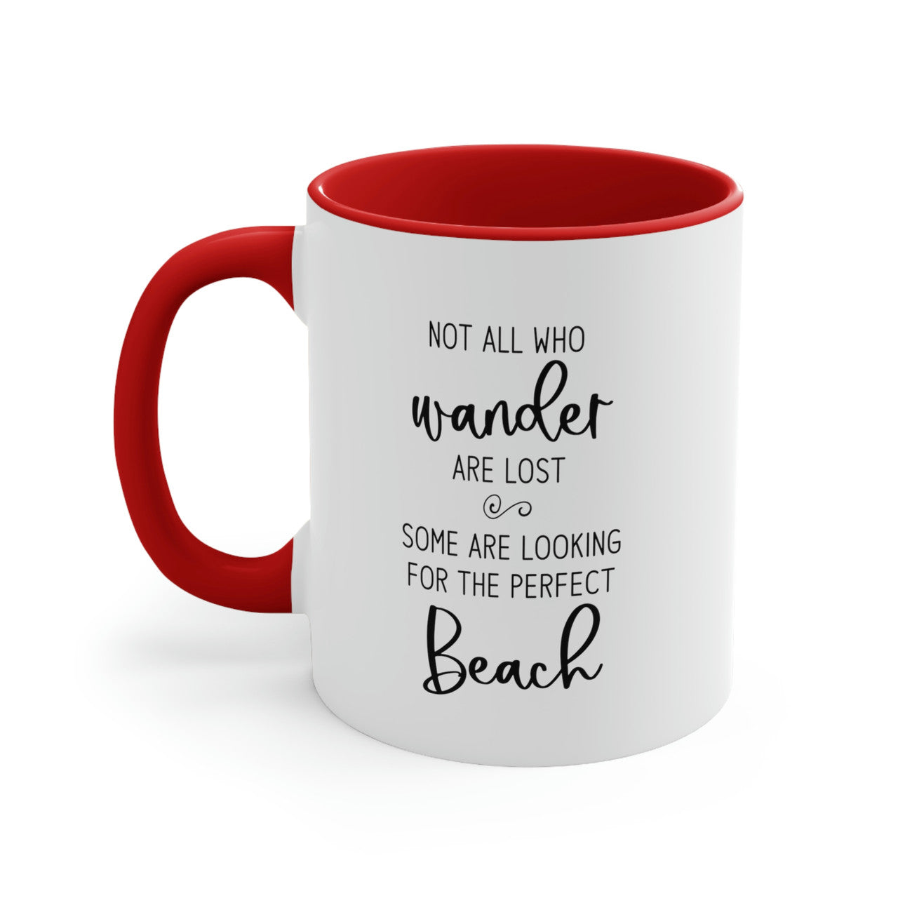 Not All Who Wander Are Lost Ceramic Beach Coffee Mug, 5 Colors Mugs New England Trading Co Red  