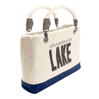 Thumbnail for Life is Better at the Lake Canvas Tote Bag Shopping Totes New England Trading Co   