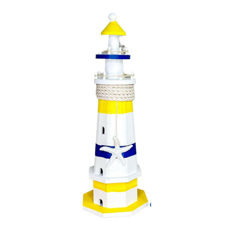 Nautical Wooden Starfish Striped Lighthouse Decor, 15 – New England  Trading Co