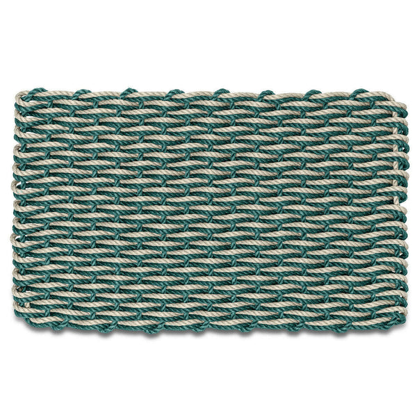 Lobster Rope Doormats, Outdoor Door Mats, Wicked Good Door Mats Made in Maine, Green & Dark Tan Double Weave