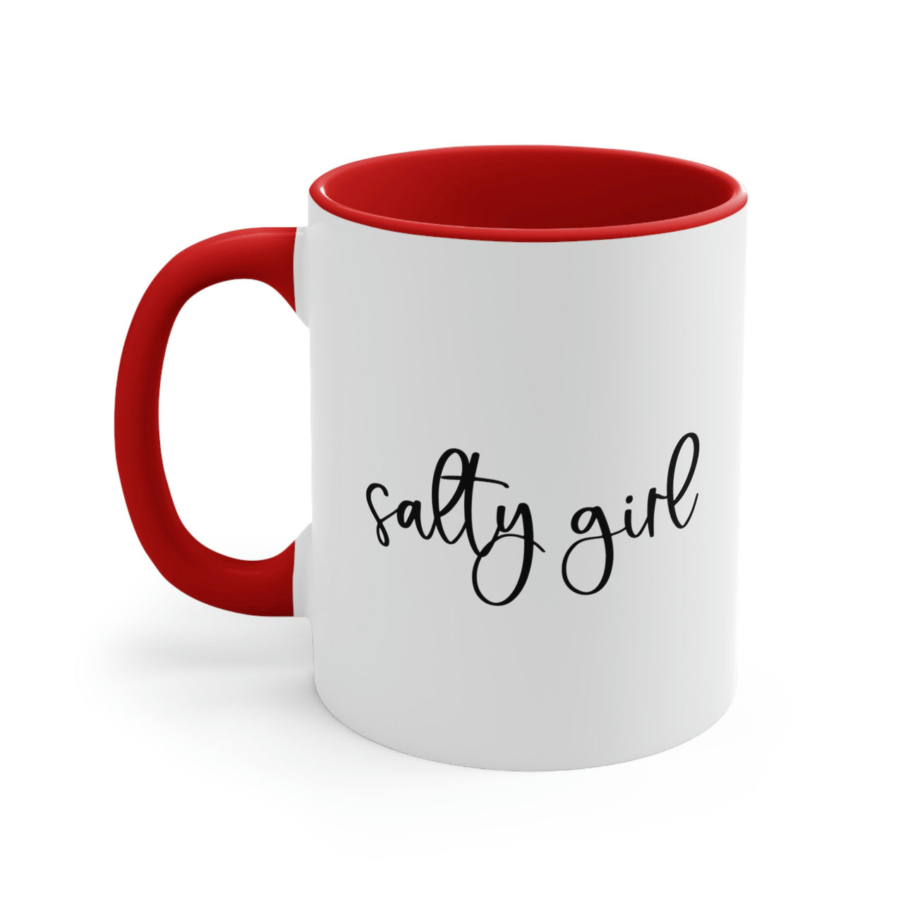 Salty Girl Ceramic Coastal Coffee Mug, 5 Colors Mugs New England Trading Co Red  