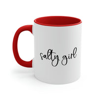 Thumbnail for Salty Girl Ceramic Coastal Coffee Mug, 5 Colors Mugs New England Trading Co Red  
