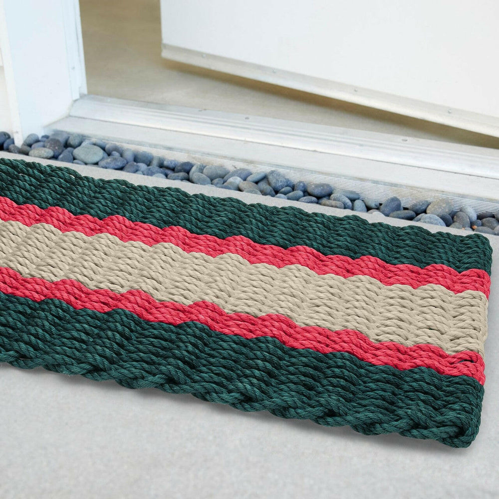 Lobster Rope Doormats, Outdoor Door Mats, Wicked Good Door Mats Made in Maine, Christmas Green & Red