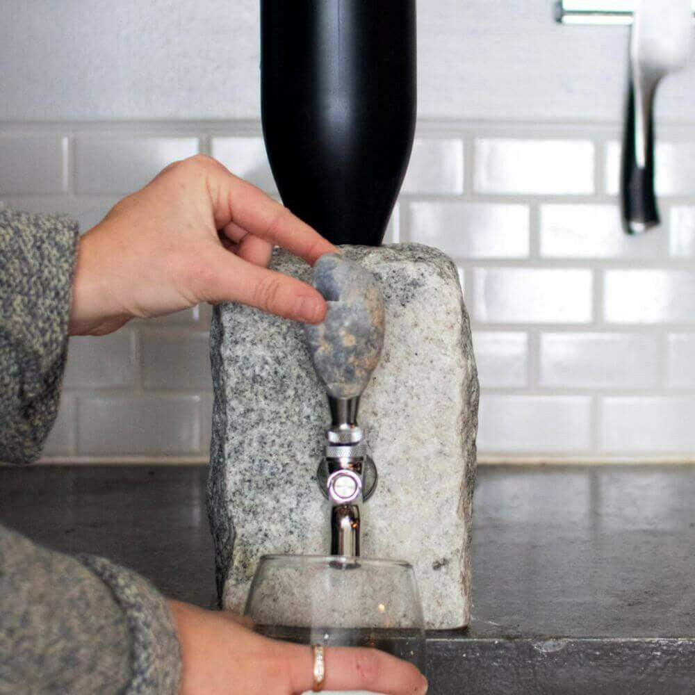 Stone Drink Dispenser, Granite & Stainless Steel, for Wine & Spirits Barware Funky Rock Designs   