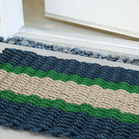 Thumbnail for Wicked Good Nautical Rope Doormat, Navy, Green, Dark Tan Door Mats Wicked Good Doormat   