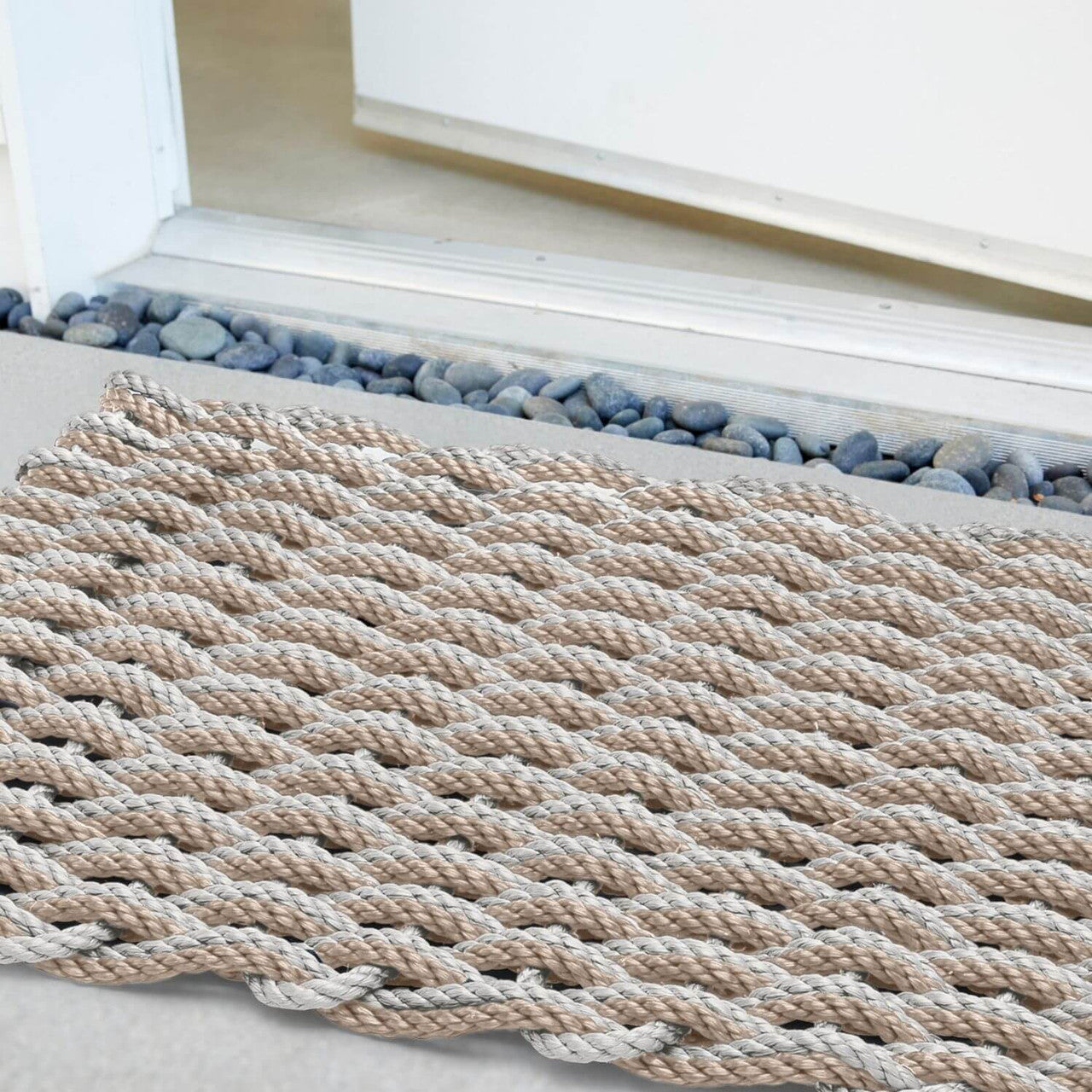 ColorWave Nautical Rope Doormat, Cape Gray & Warm Sand Door Mats ColorWave   