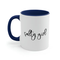 Thumbnail for Salty Girl Ceramic Coastal Coffee Mug, 5 Colors Mugs New England Trading Co Navy  