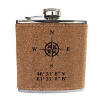 Thumbnail for Nautical Flask, Custom Latitude & Longitude Coordinates Flasks New England Trading Co Cork  