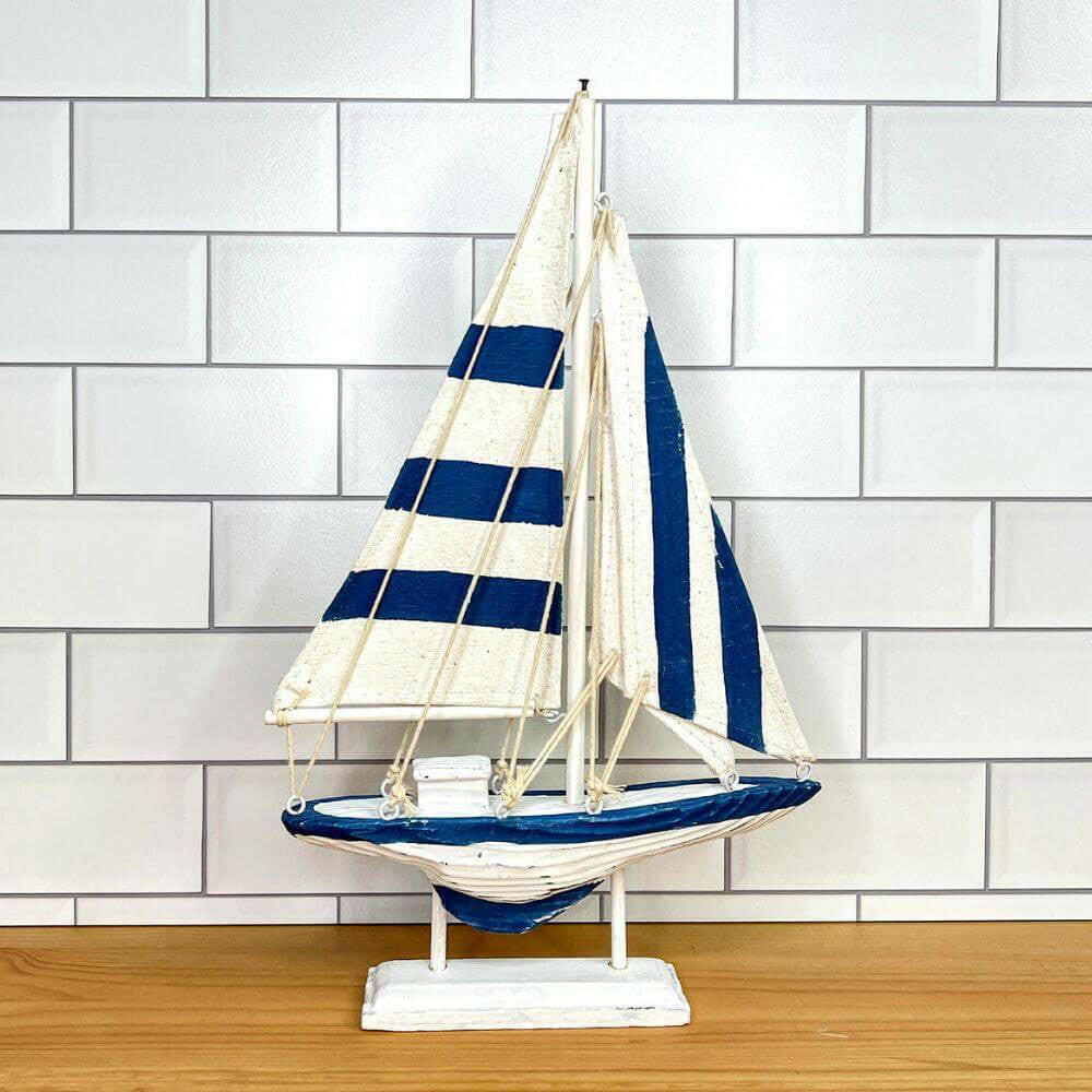 Wooden Sailboat Schooner, Decorative Boat Accent, 12 – New