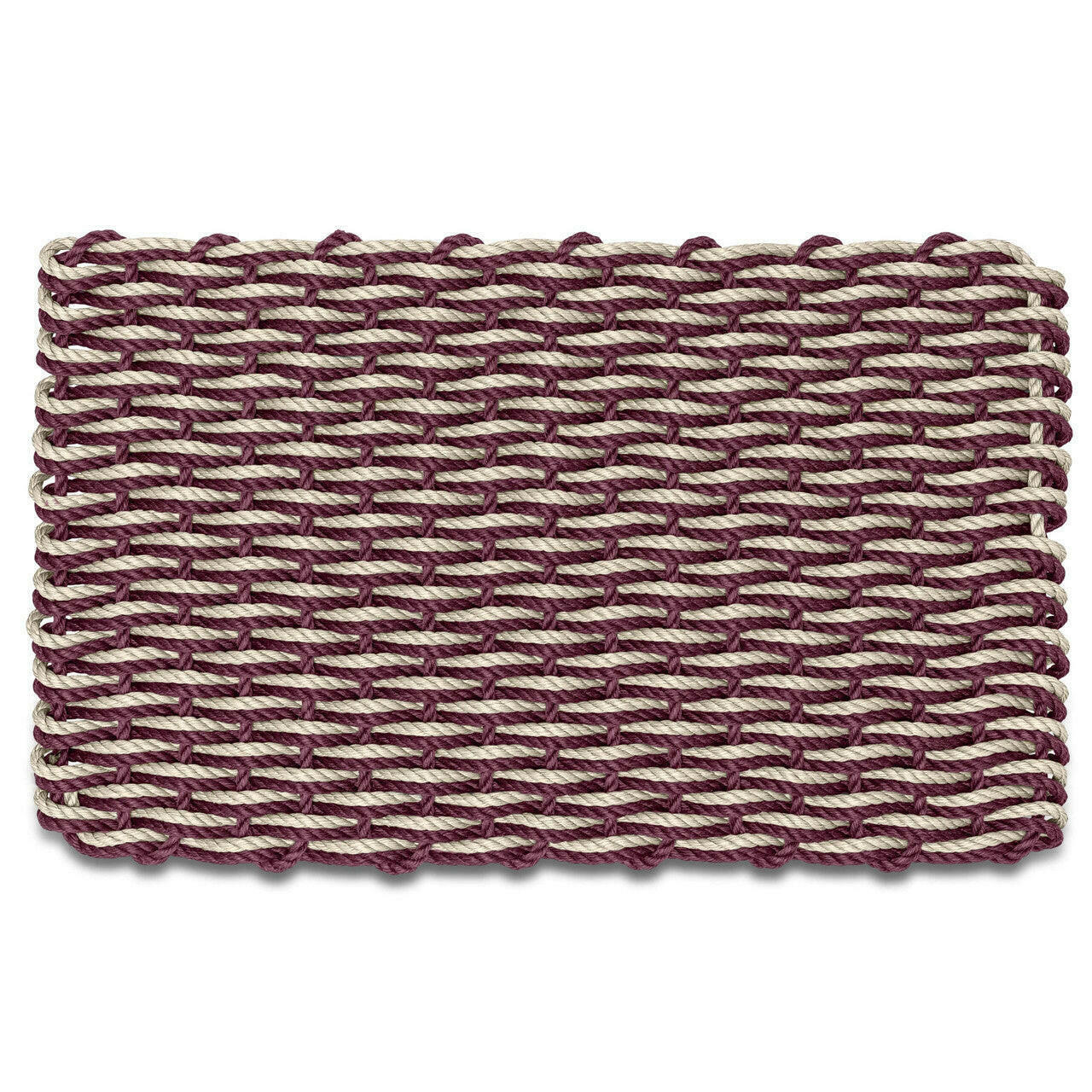 Lobster Rope Doormats, Outdoor Door Mats, Wicked Good Door Mats Made in Maine, Cranberry & Dark Tan Double Weave