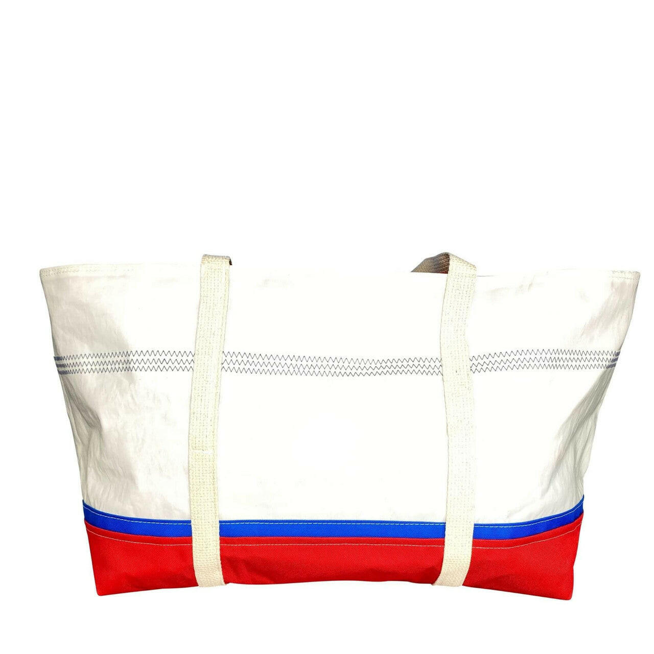 Recycled Sail Bag, Tote Bag Handmade from Sails, Blue & Red Handbags New England Trading Co   