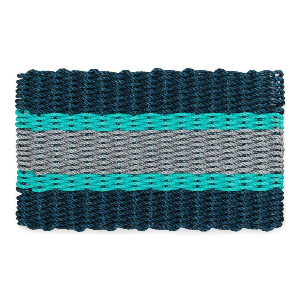Lobster Rope Doormats, Outdoor Door Mats, Wicked Good Door Mats Made in Maine, Navy Teal and Silver