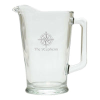 Thumbnail for Personalized Glass Pitcher, Choose from 5 Nautical Designs Serving Pitchers & Carafes Nautical Living Compass Rose  