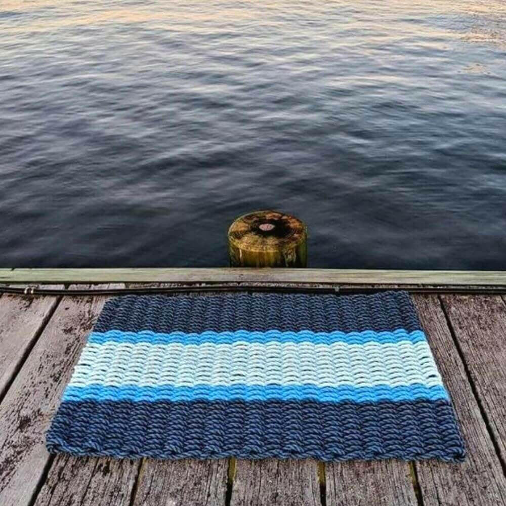 Wicked Good Nautical Rope Doormat, Navy, Light Blue, Seafoam Door Mats Wicked Good Doormat   