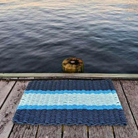 Thumbnail for Wicked Good Nautical Rope Doormat, Navy, Light Blue, Seafoam Door Mats Wicked Good Doormat   
