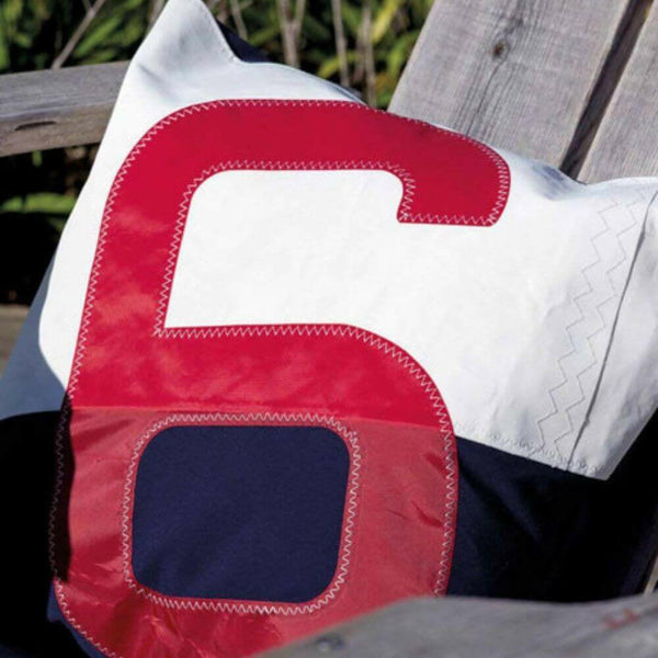 Recycled Sail Pillow, Navy Blue and Red, 20" x 20" Throw Pillows New England Trading Co   