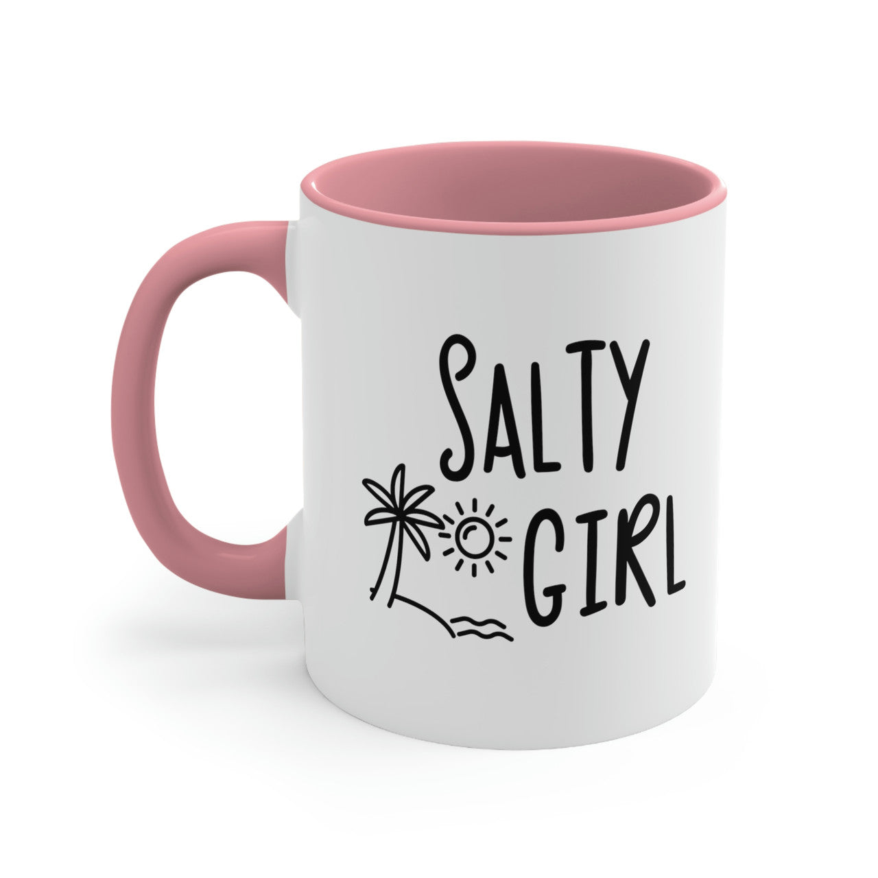 Salty Girl Ceramic Beach Coffee Mug, 5 Colors Mugs New England Trading Co Pink  
