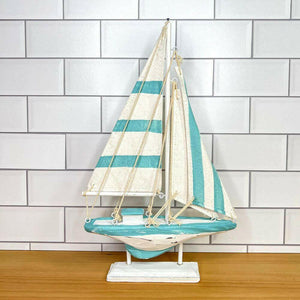 12" Wooden Sailboat Schooner, 3 Colors Decor New England Trading Co   