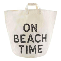 Thumbnail for On Beach Time Oversized Cotton Tote Bag Shopping Totes New England Trading Co   