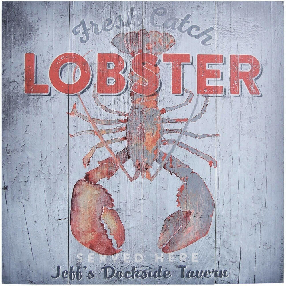 Custom Vintage Wood Plank Coastal Sign, Fresh Catch Lobster Posters, Prints, & Visual Artwork New England Trading Co   
