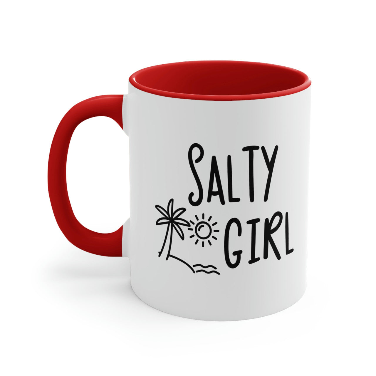 Salty Girl Ceramic Beach Coffee Mug, 5 Colors Mugs New England Trading Co Red  