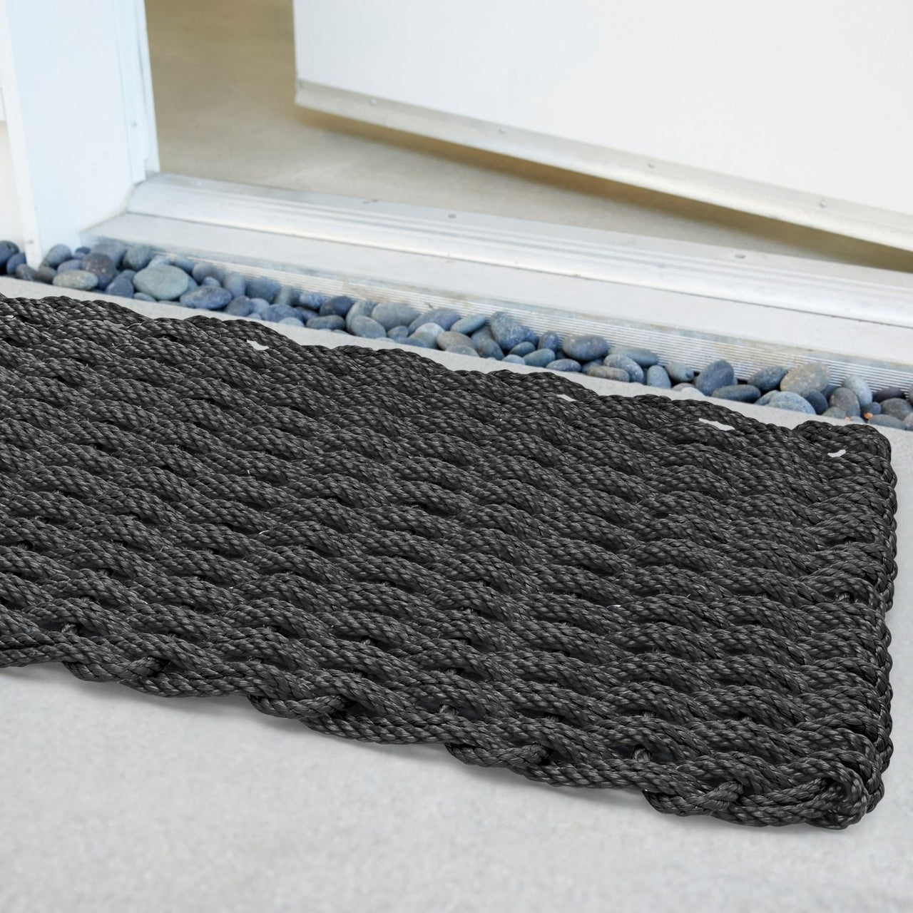 ColorWave Nautical Rope Doormat, Solid Charcoal Door Mats ColorWave   