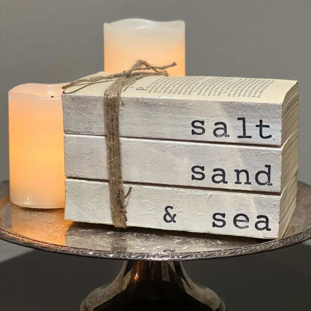 Salt, Sand & Sea Hand Stamped Books Decor New England Trading Co   