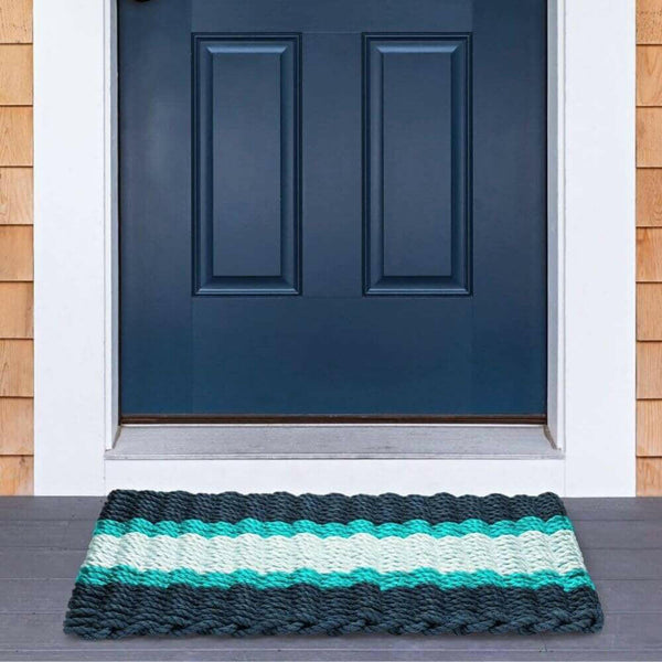 Lobster Rope Doormats, Outdoor Door Mats, Wicked Good Door Mats Made in Maine, Navy, Teal, Seafoam, In Front Door, House Entrance