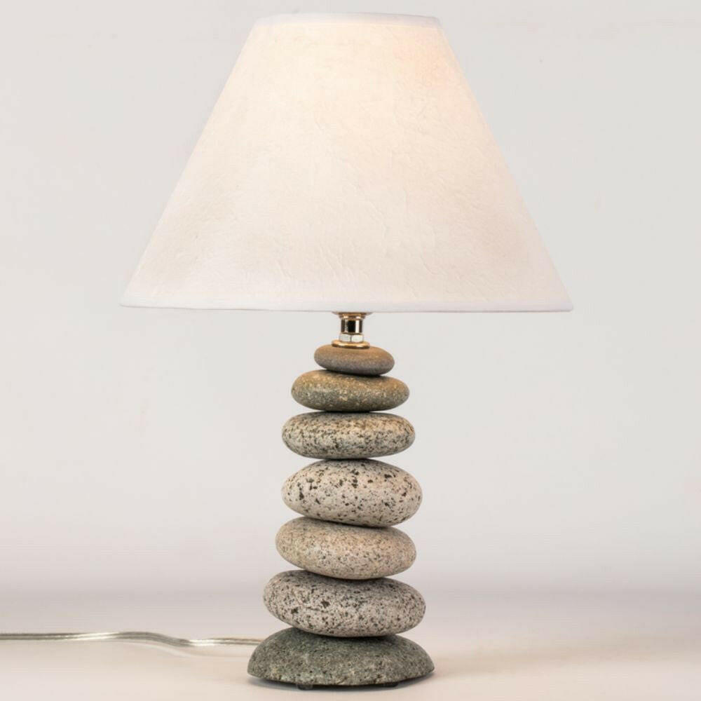 Stacked Stone Lamp, Handcrafted from Beach & River Rocks Lamps New England Trading Co   