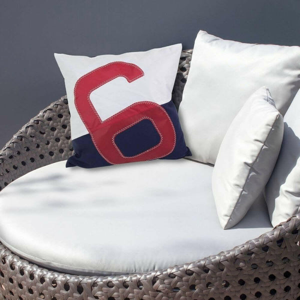 Recycled Sail Pillow, Navy Blue and Red, 20" x 20" Throw Pillows New England Trading Co   