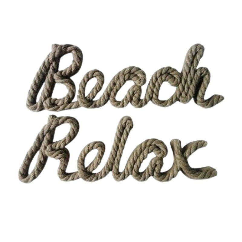 Beach and Relax Nautical Rope Signs, Set of 2 Decor New England Trading Co   