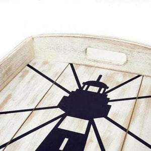 Lighthouse Wooden Serving Tray Serving Trays New England Trading Co   