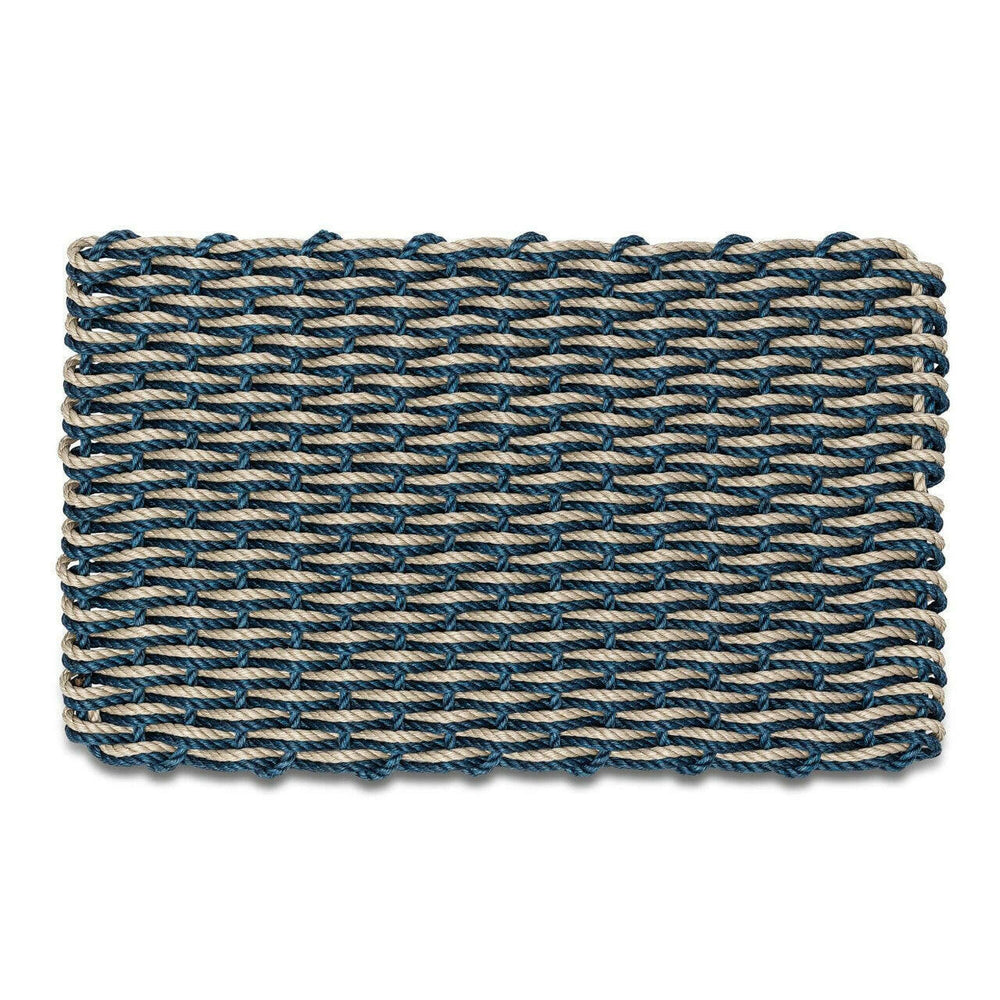 Lobster Rope Doormats, Outdoor Door Mats, Wicked Good Door Mats Made in Maine, Navy & Dark Tan Double Weave