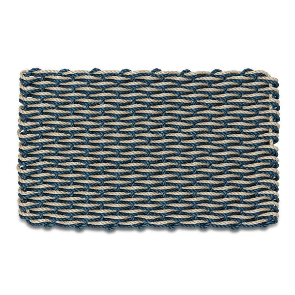 Lobster Rope Doormats, Outdoor Door Mats, Wicked Good Door Mats Made in Maine, Navy & Dark Tan Double Weave