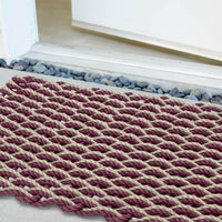 Thumbnail for Wicked Good Nautical Rope Doormat, Cranberry & Dark Tan Double Weave Door Mats Wicked Good Doormat   