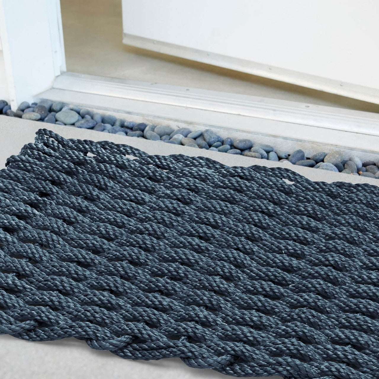 ColorWave Nautical Rope Doormat, Solid Navy Blue Door Mats ColorWave   