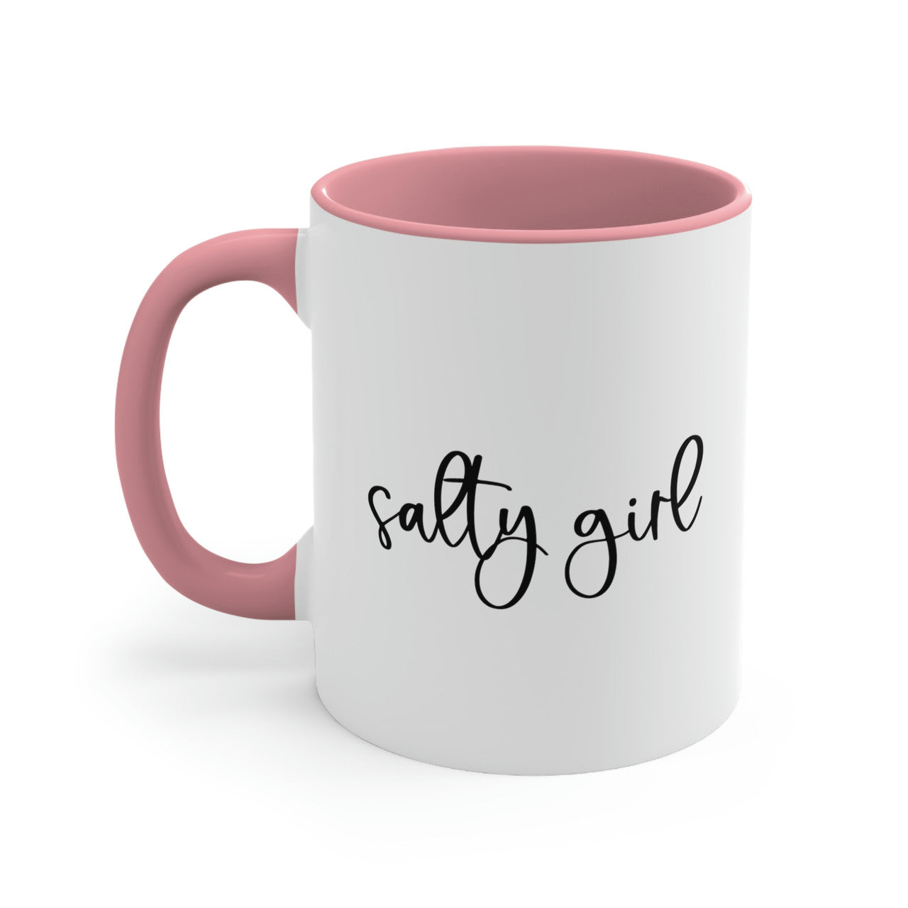 Salty Girl Ceramic Coastal Coffee Mug, 5 Colors Mugs New England Trading Co Pink  