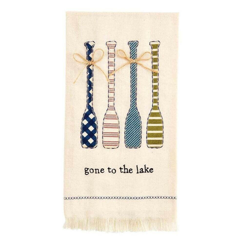 Lake Inspired Applique Hand Towels Kitchen Towels New England Trading Co Gone to the Lake  